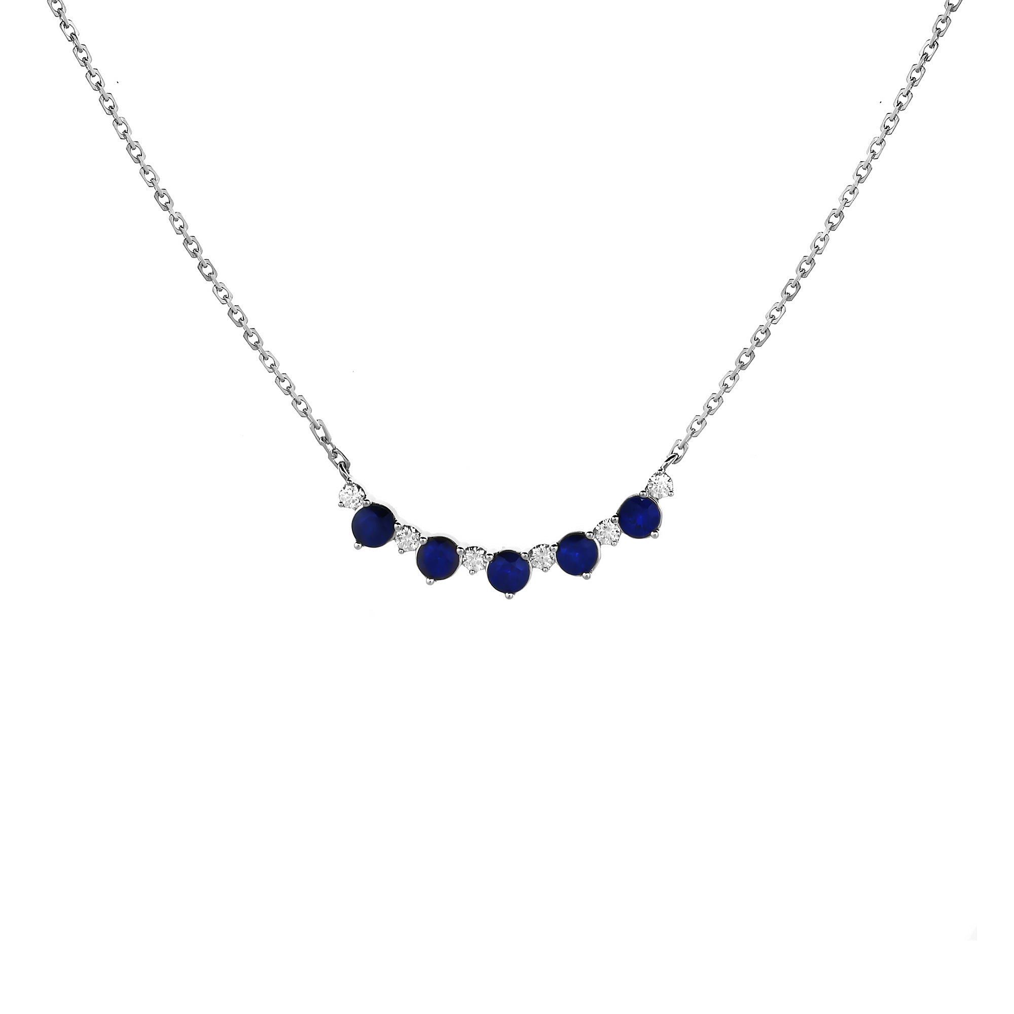 Aqua Diamond Necklace With Blue Sapphire (D2408070010)