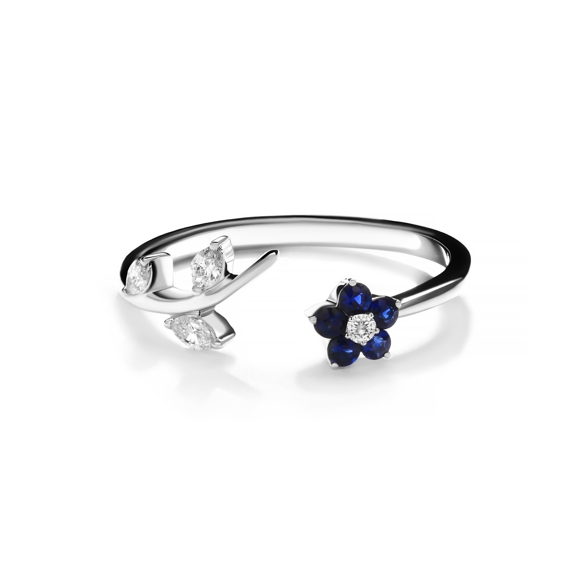 Cloud Diamond Ring With Blue Sapphire (P2501280022)