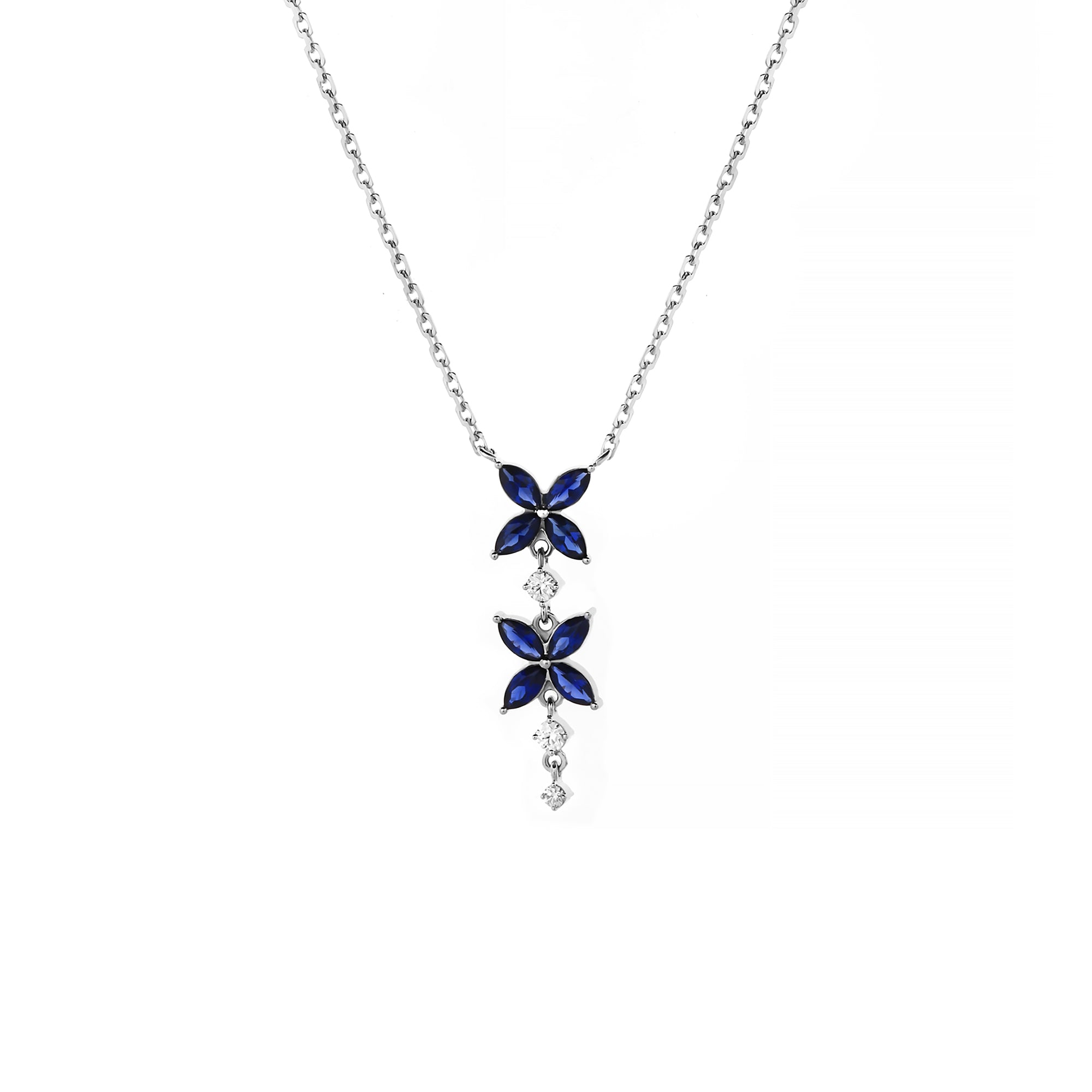 Crest Diamond Necklace With Blue Sapphire (D2409210001)