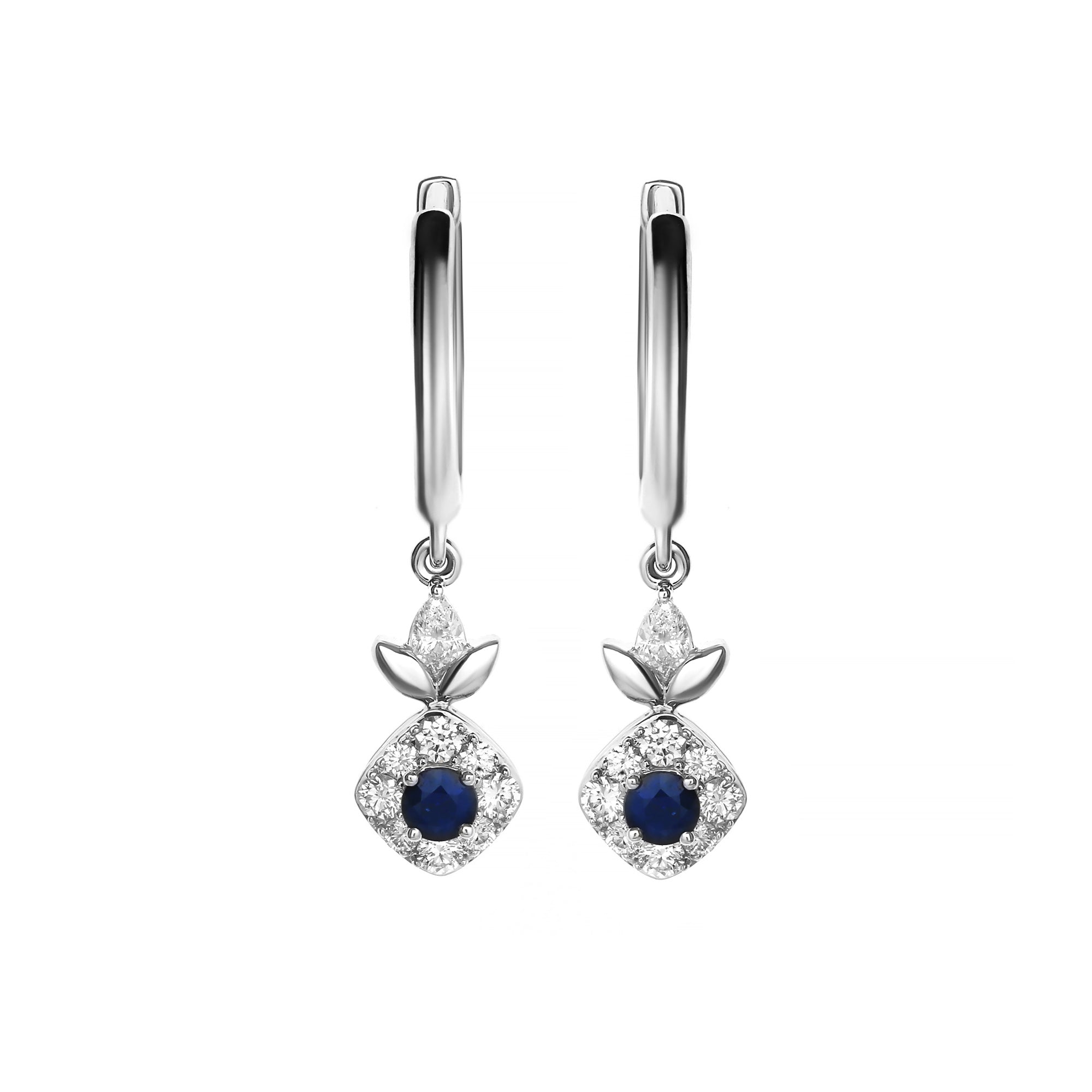 Foam Diamond Earring With Blue Sapphire (P2502040011)