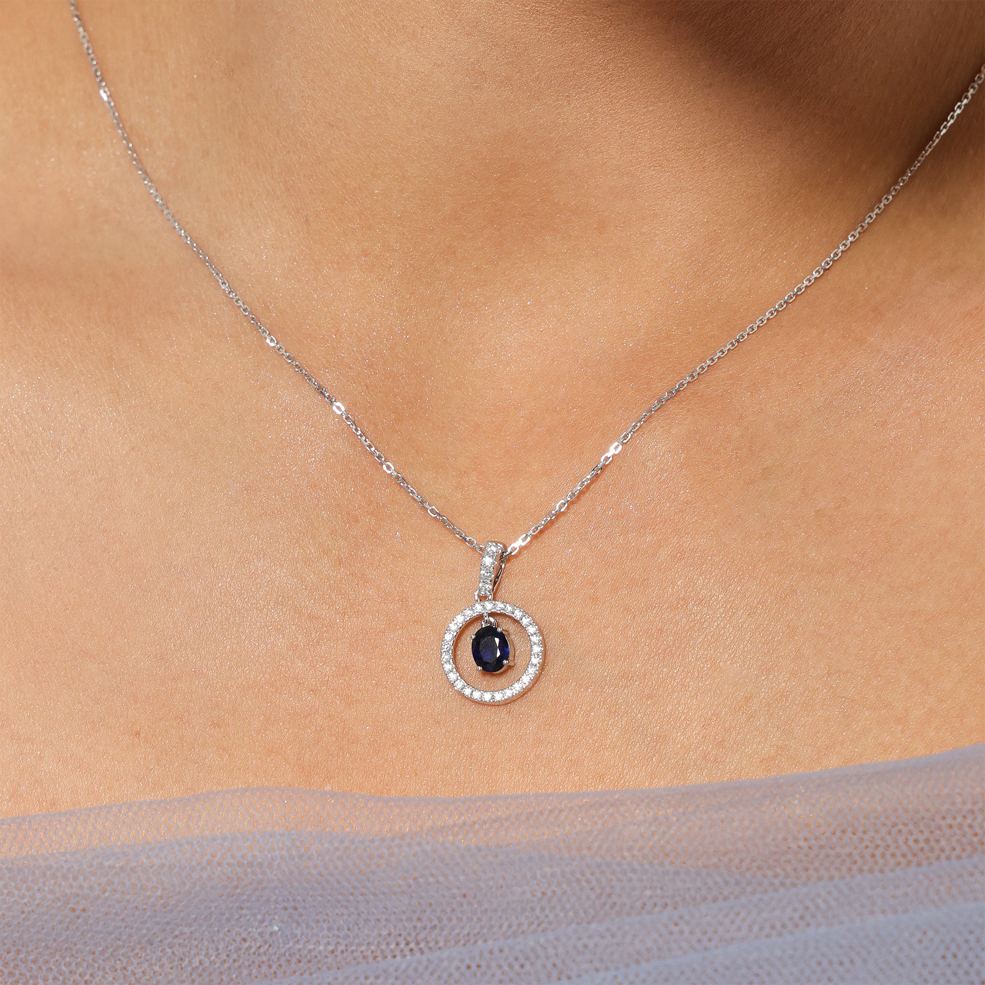 Neela Diamond Pendant With Blue Sapphire (P2405210067)