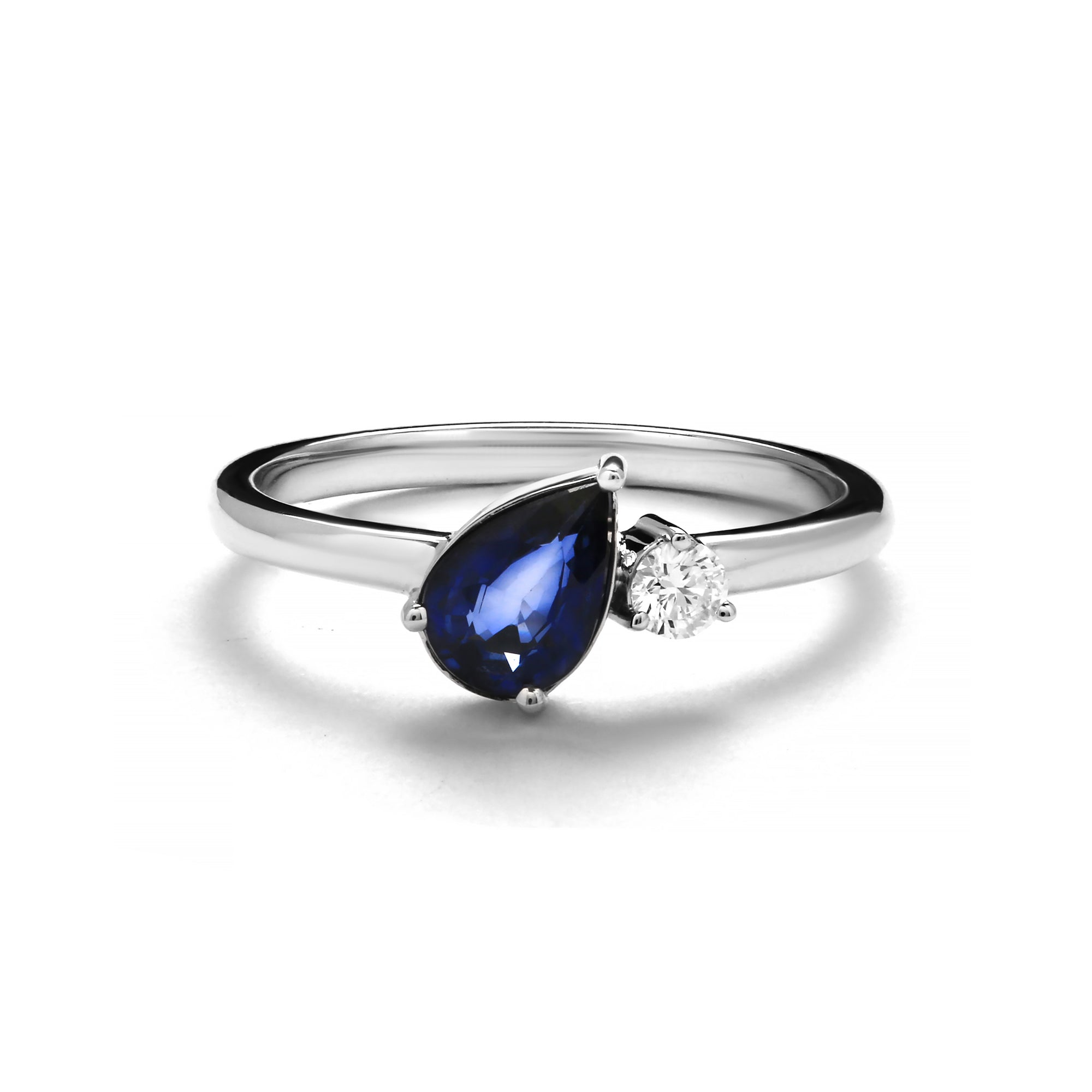 Ripple Diamond Ring With Blue Sapphire (D2409110004)
