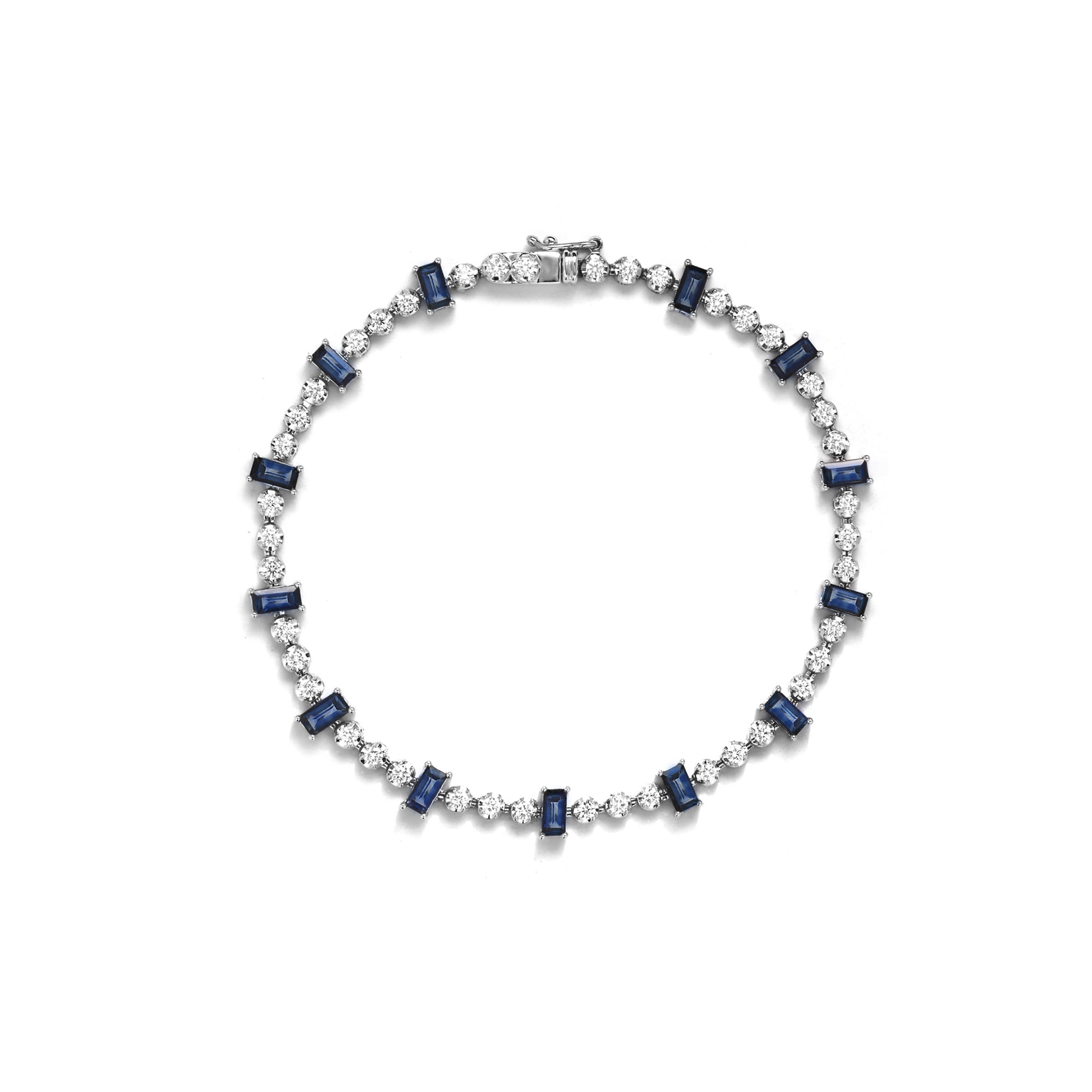 Seafrost Diamond Bracelet With Blue Sapphire (D2412040001)