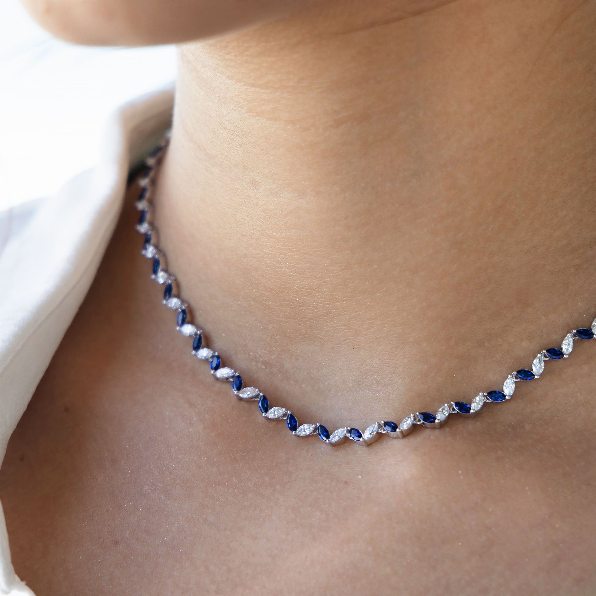 Margaux Diamond Necklace With Blue Sapphire (D2410300001)