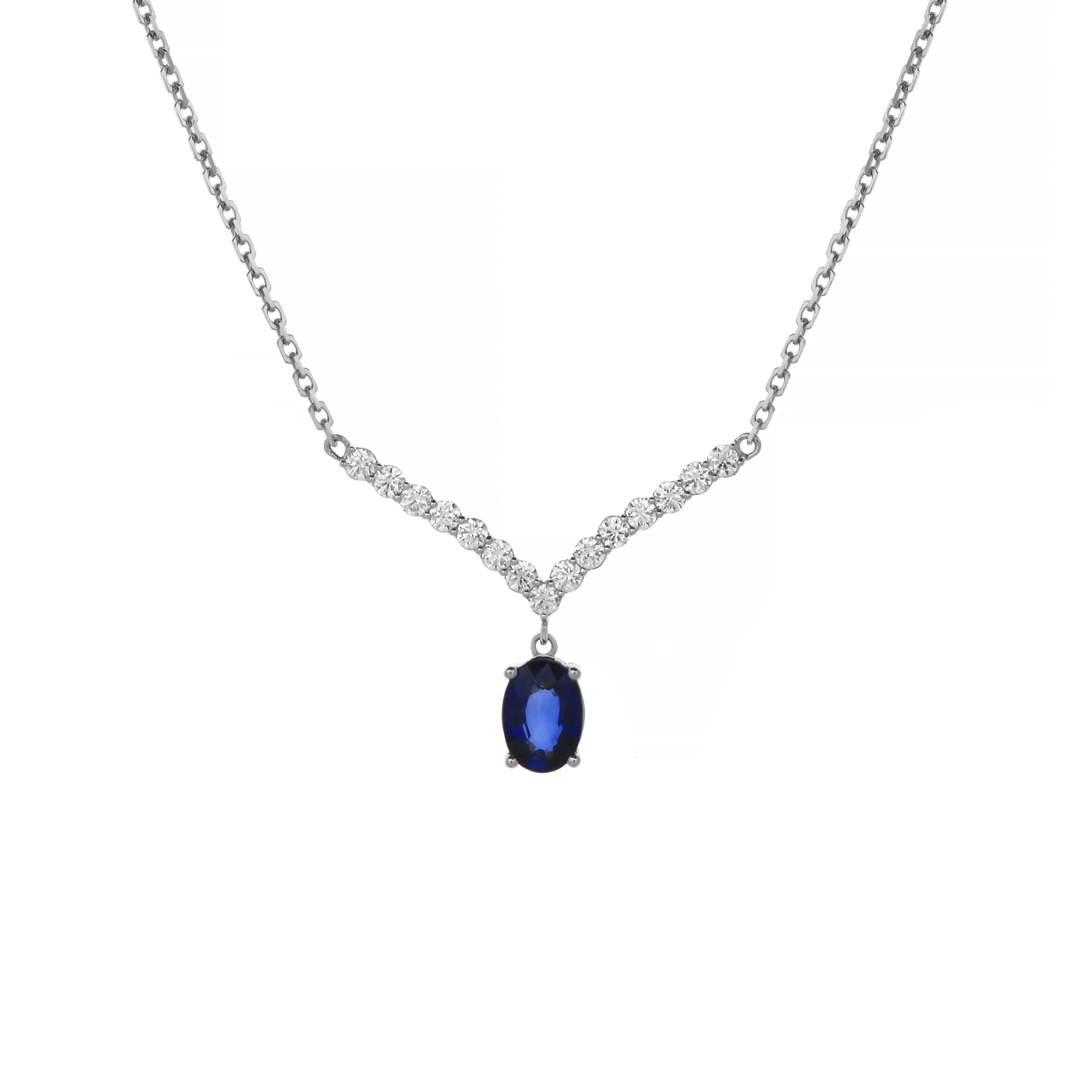 Sphinx Diamond Necklace With Blue Sapphire (D2409110010)