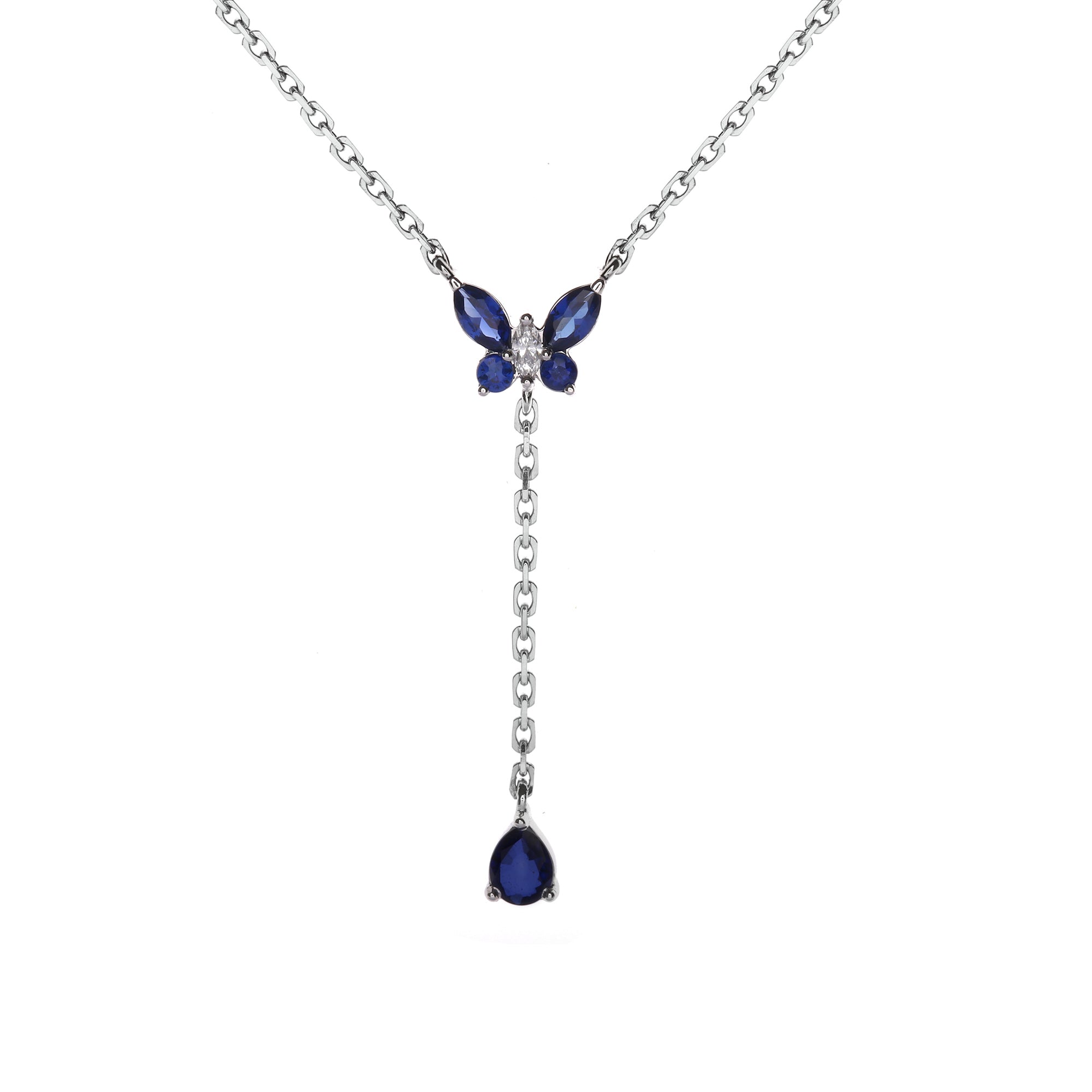 Stellaria Diamond Necklace With Blue Sapphire (P2312080048)