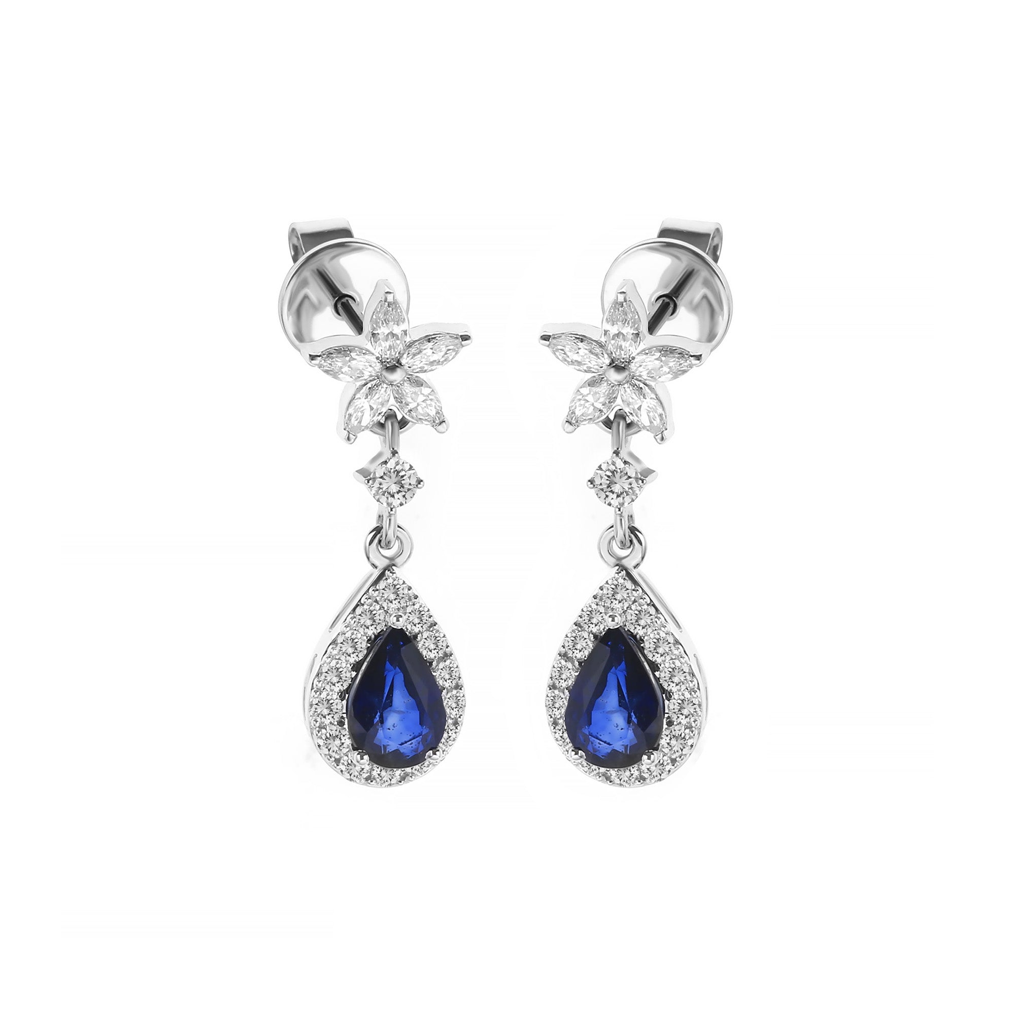 Surf Diamond Earring With Blue Sapphire (P2502060033)