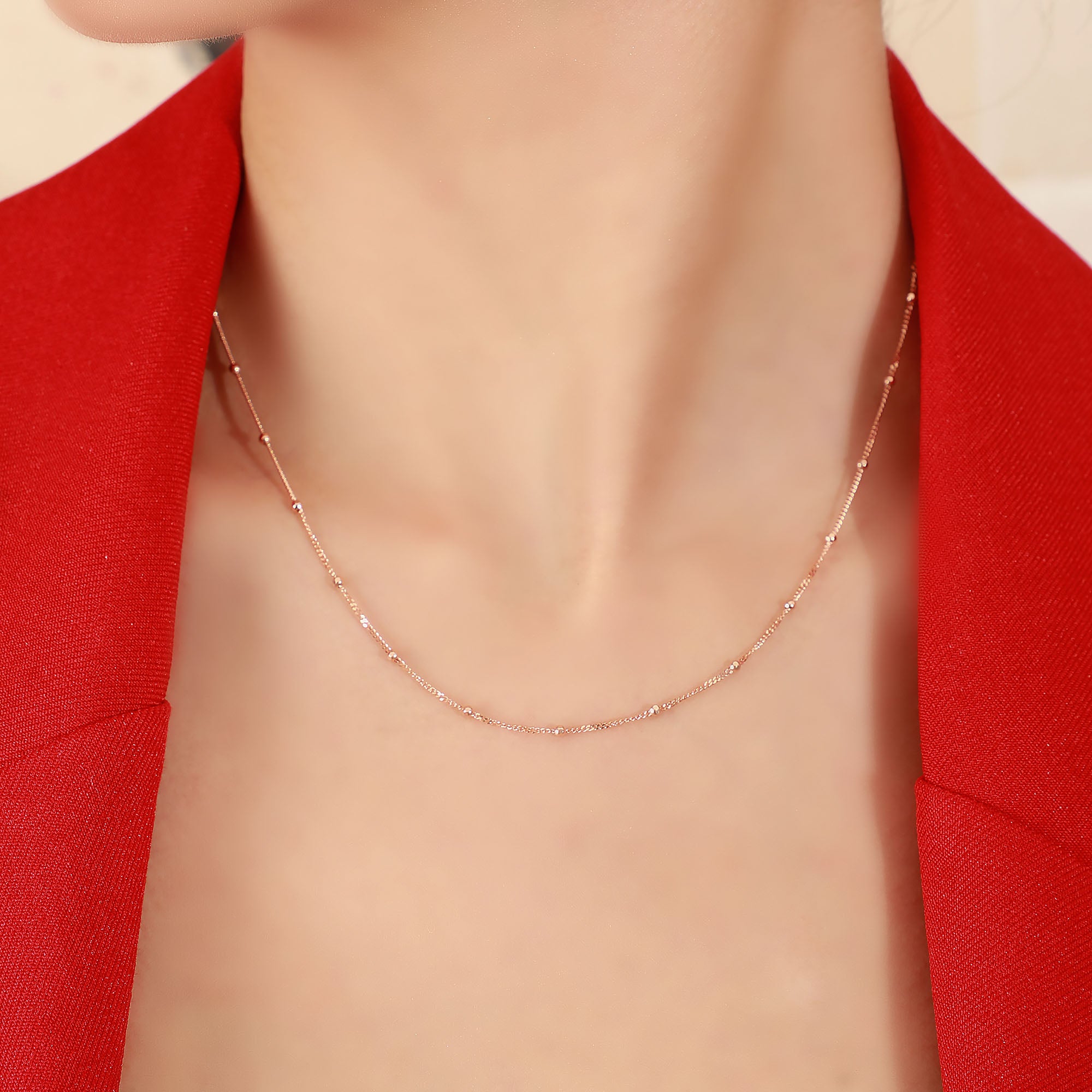 Rosary Gold Necklace Chain 18K Rosegold (S2211220145)