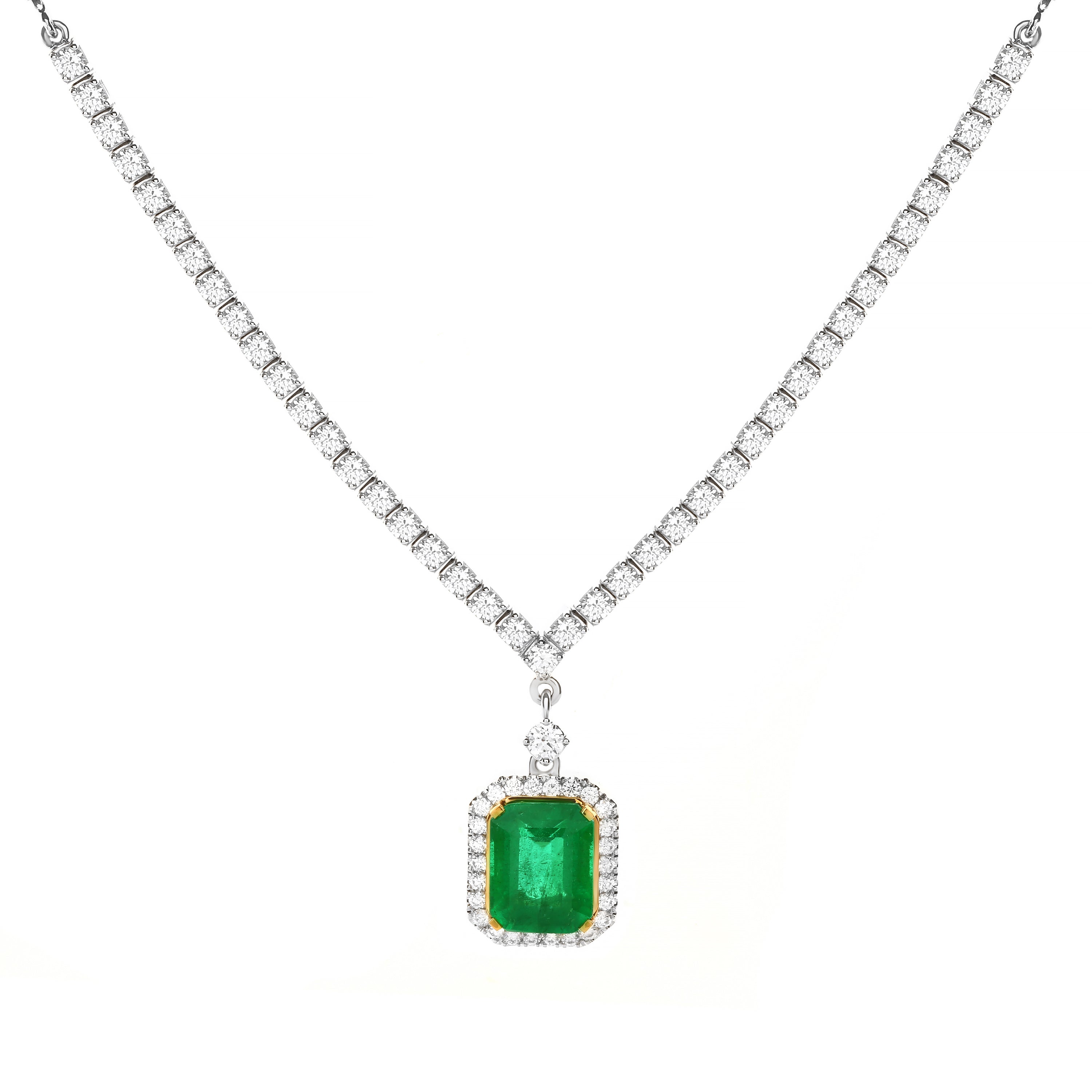 Esmeralda Diamond Necklace With Emerald (P2211080009)
