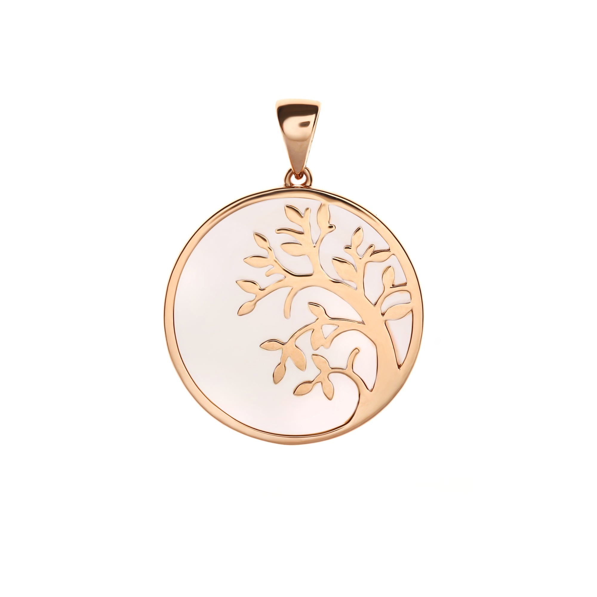 Circle Tree on Mother of Pearl Gold Pendant Rosegold (G2402210103)