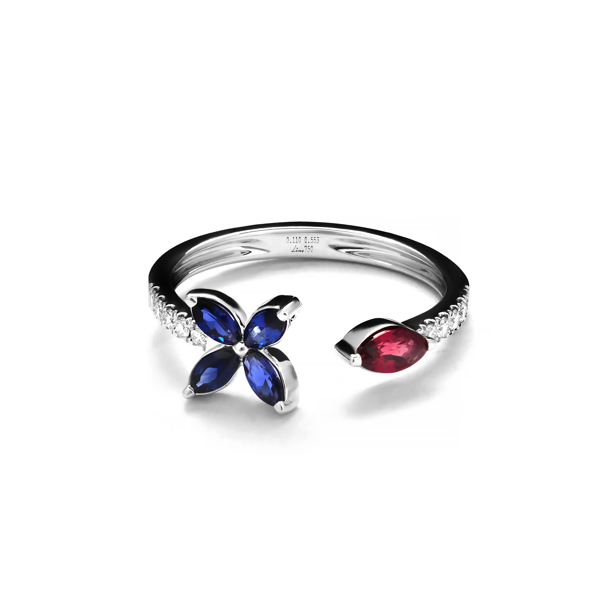 Crimson Diamond Ring With Blue Sapphire and Red Ruby (D2407300011)