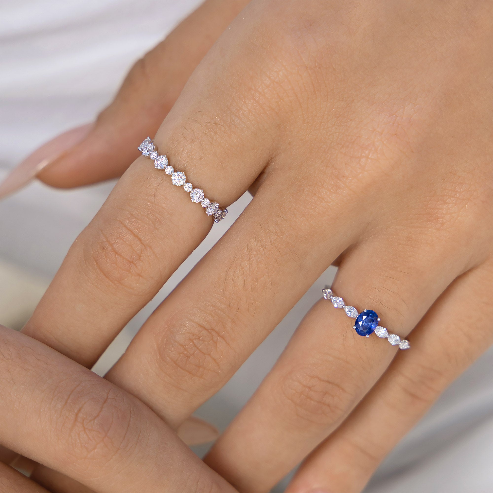 Bleu Diamond Ring With Blue Sapphire (P2411250128)