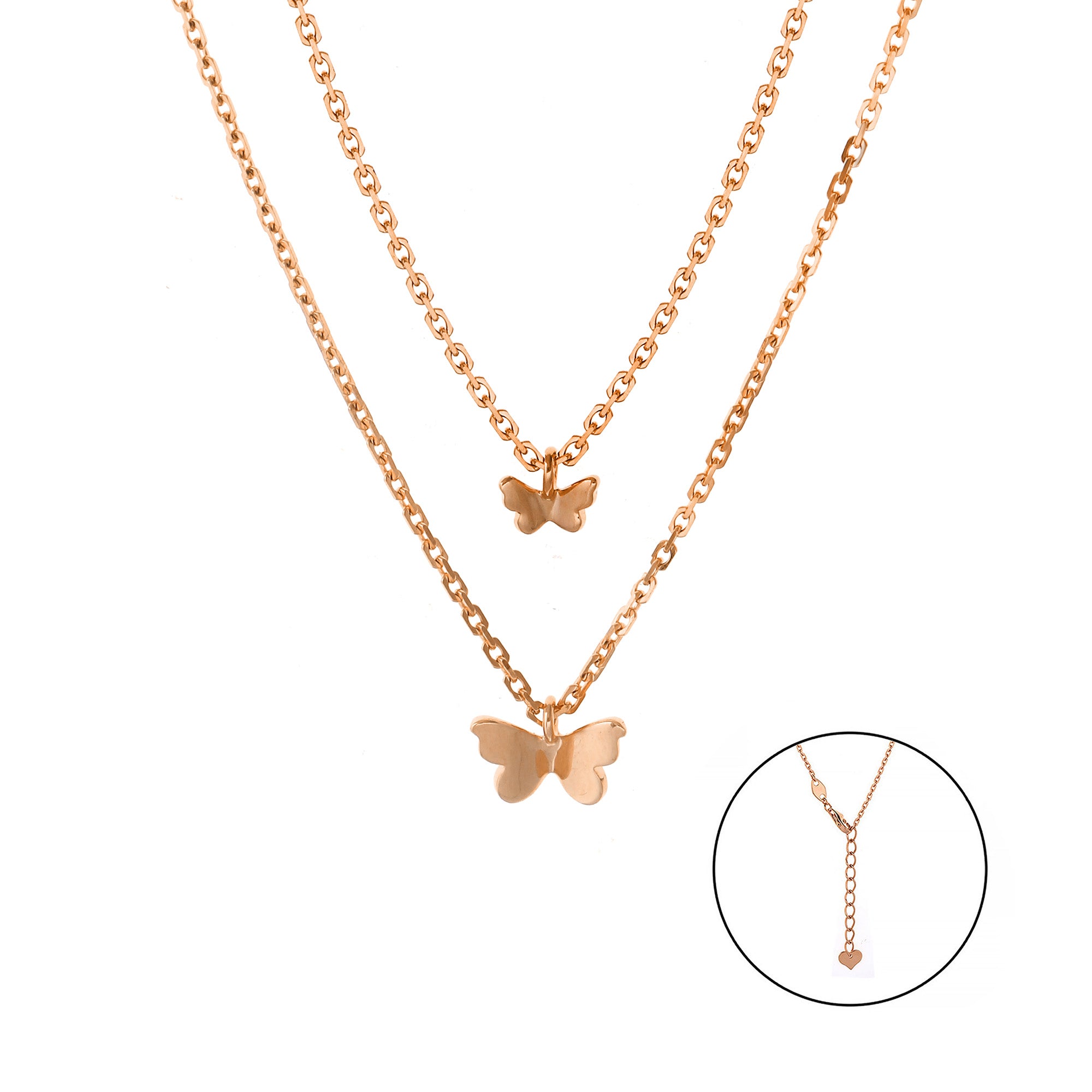 Double Butterfly Gold Necklace Rosegold (G2509160605)