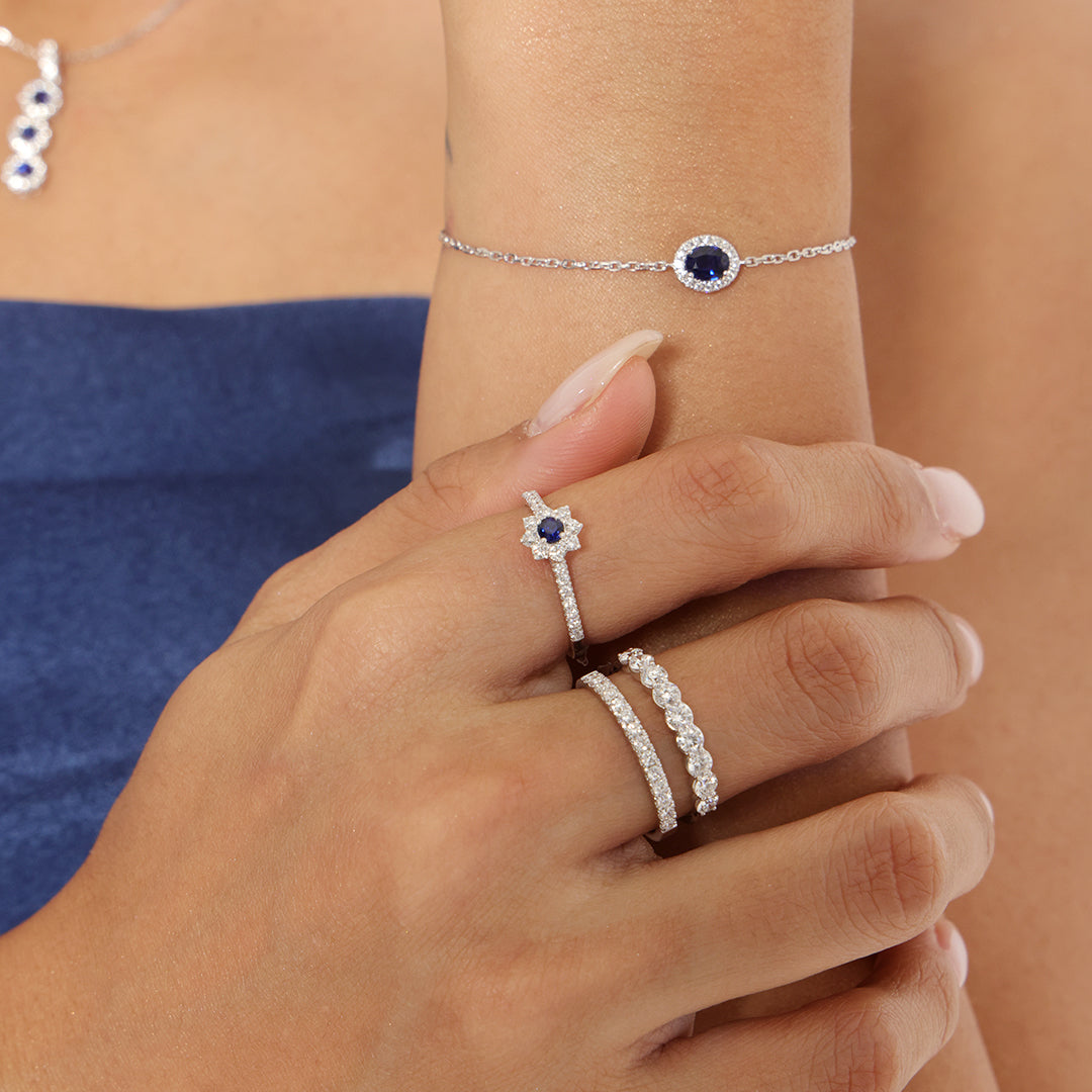 Ernestine Diamond Ring With Blue Sapphire (P2312190011)