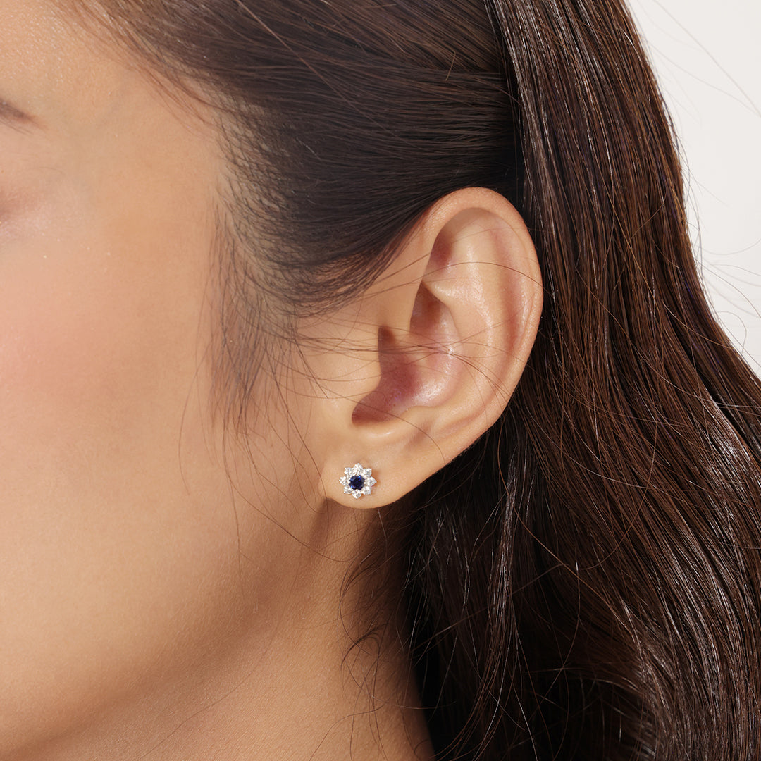Ernestine Diamond Earring With Blue Sapphire (P2312190007)