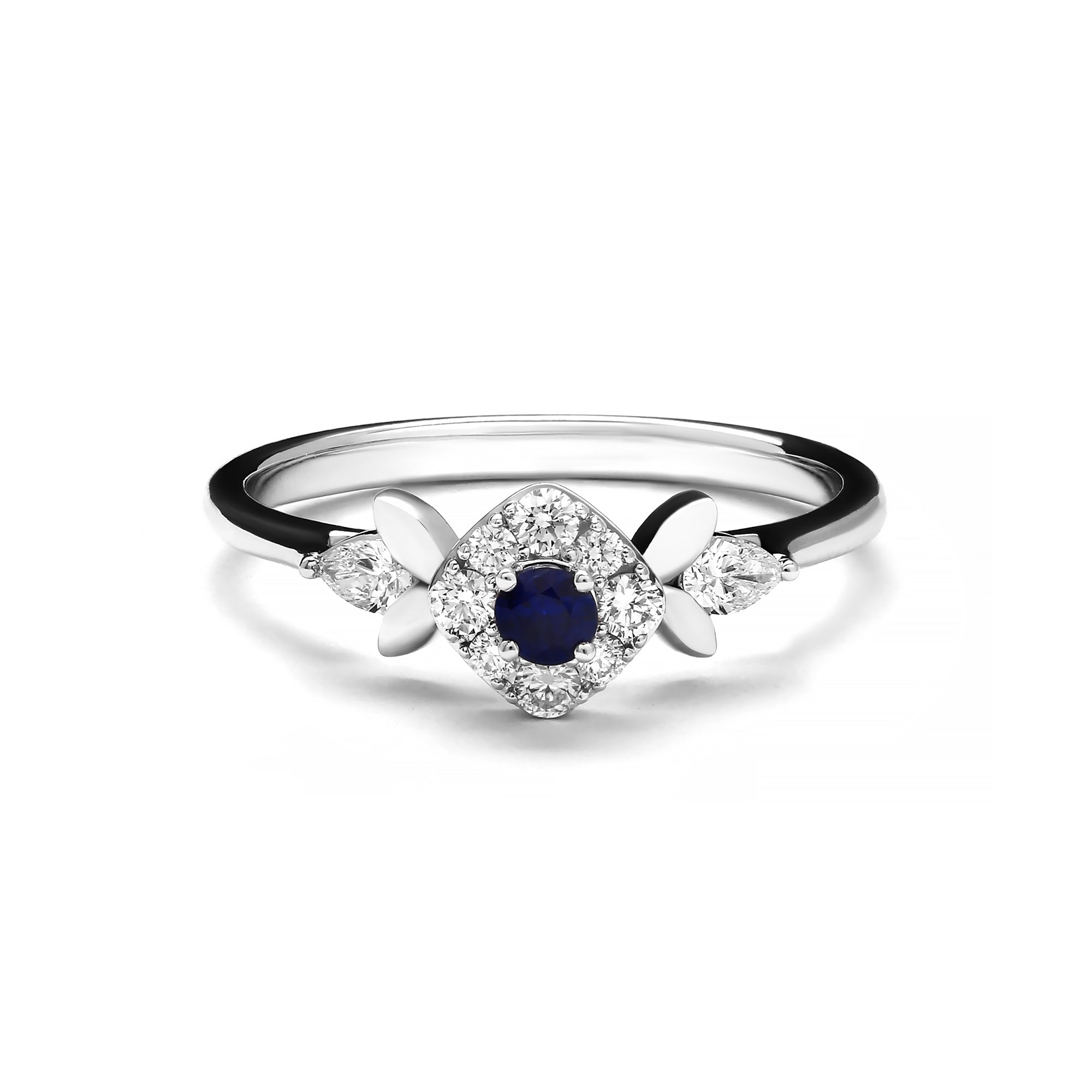 Foam Diamond Ring With Blue Sapphire (P2502040014)