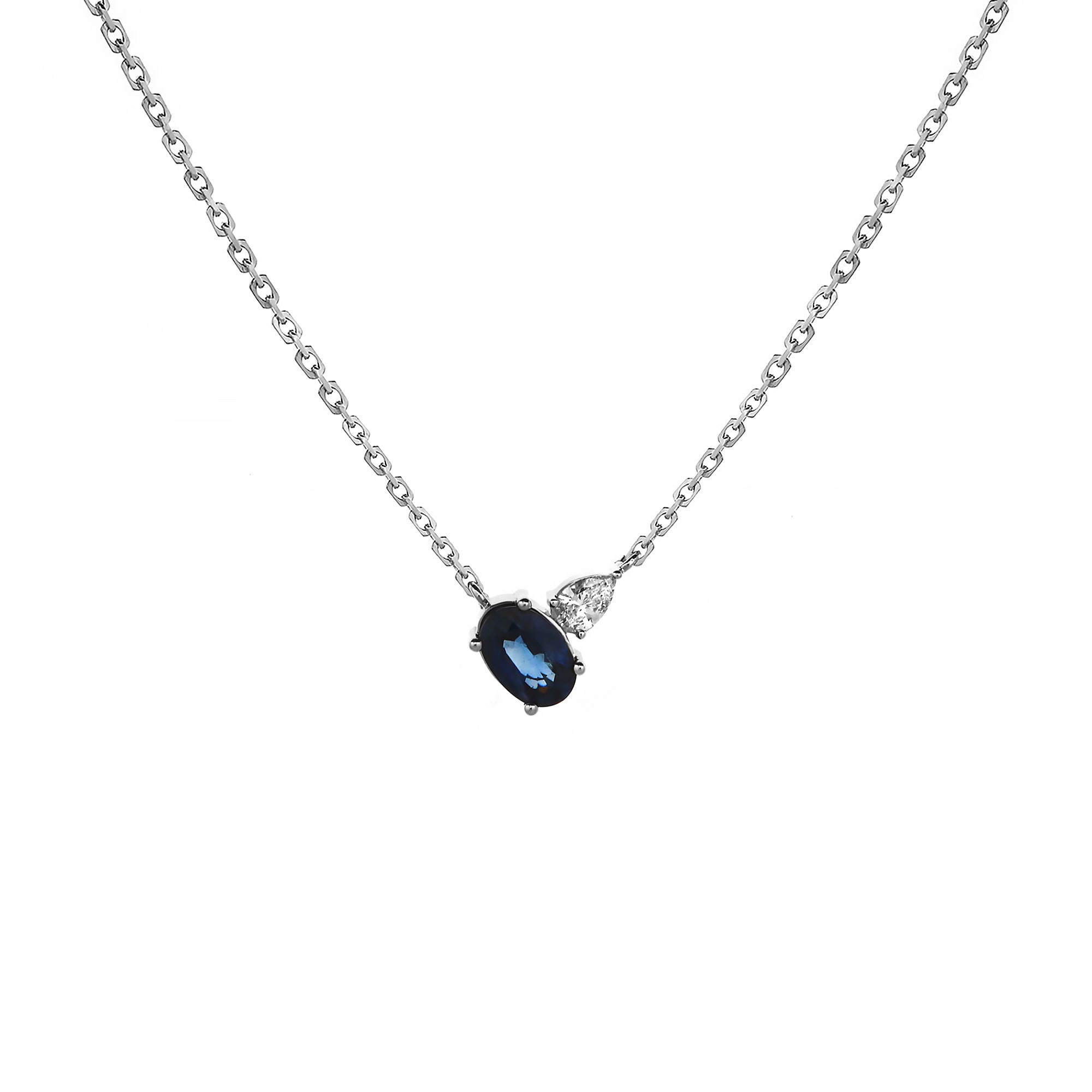 Horizon Diamond Necklace With Blue Sapphire (D2408070009)