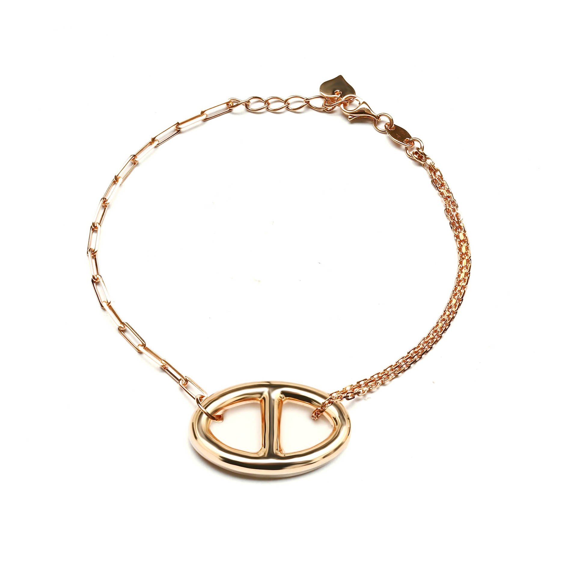 Bailey Link and Paper Chain Gold Bracelet Rosegold (G2403160193)