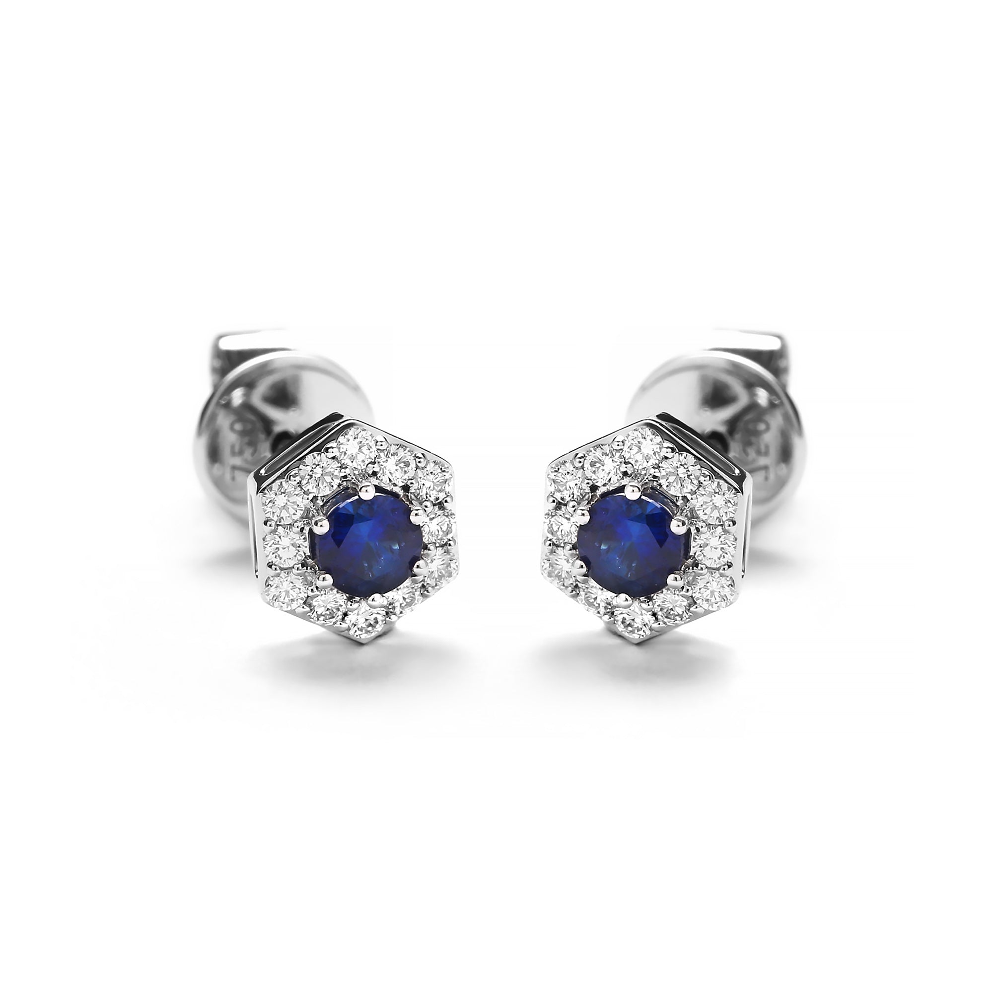 Sear Diamond Earring With Blue Sapphire (P2507090041)