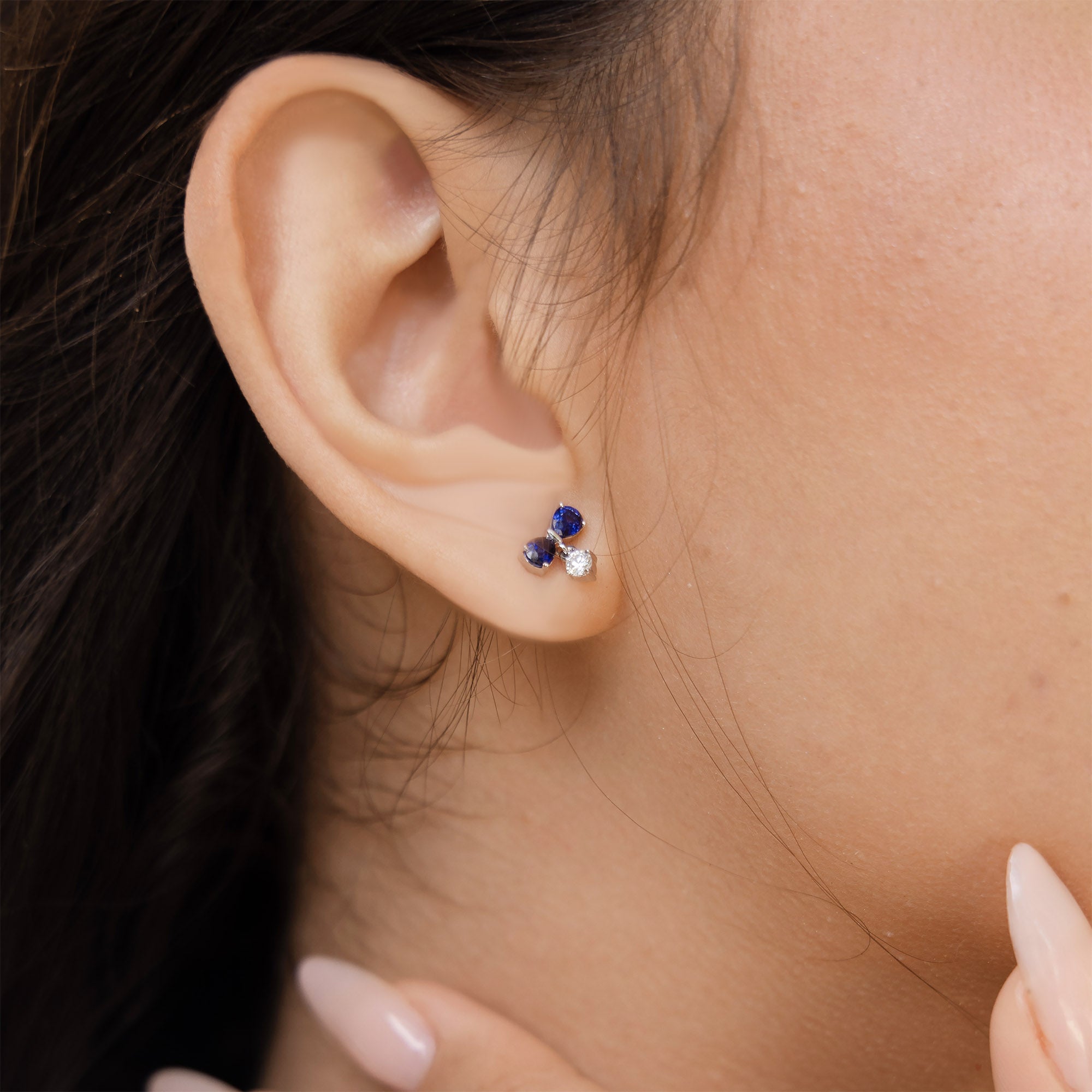 Spark Diamond Earring With Blue Sapphire (P2501310005)
