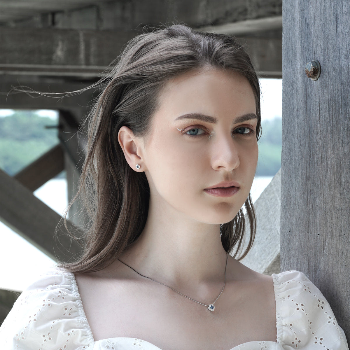 Murphy Diamond Earring With Blue Sapphire (P2104130116)