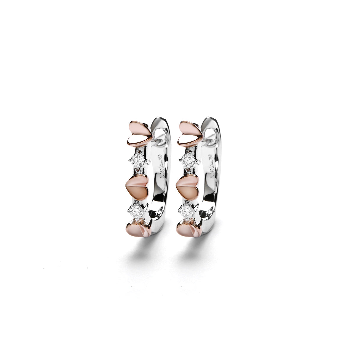Tricia Heart Two Tone Diamond Earrings (P2012100008)