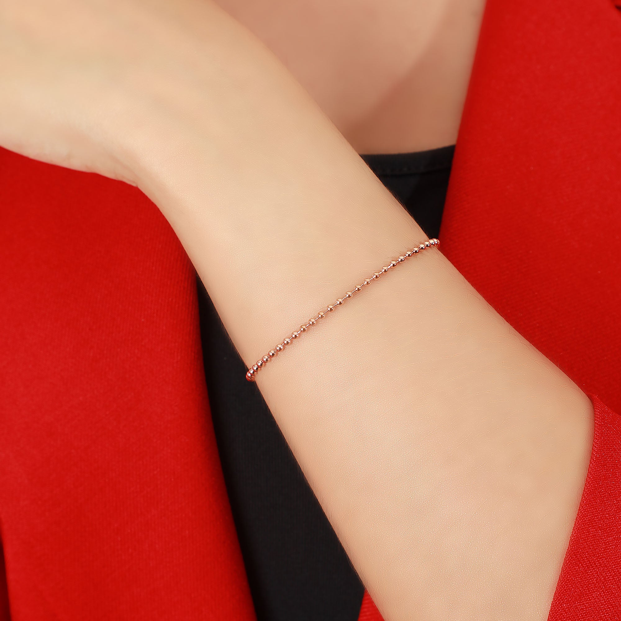 Ball Gold Bracelet Chain 18K Rosegold (S2211220672)